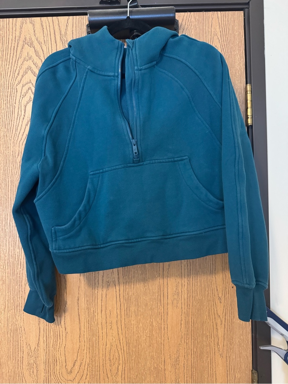 CRZ YOGA Teal Half-Zip Cowl Pullover Sweater